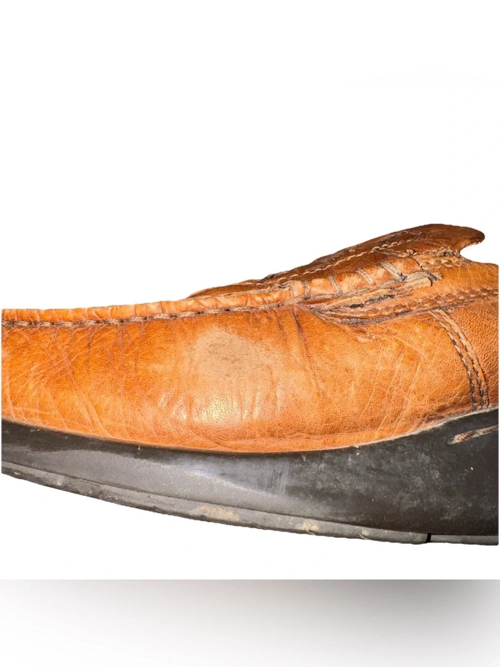 Ecco Men's 47 EU (13 US)‎ Brown Woven Venetian Loafers Rubber Sole Latex Leather